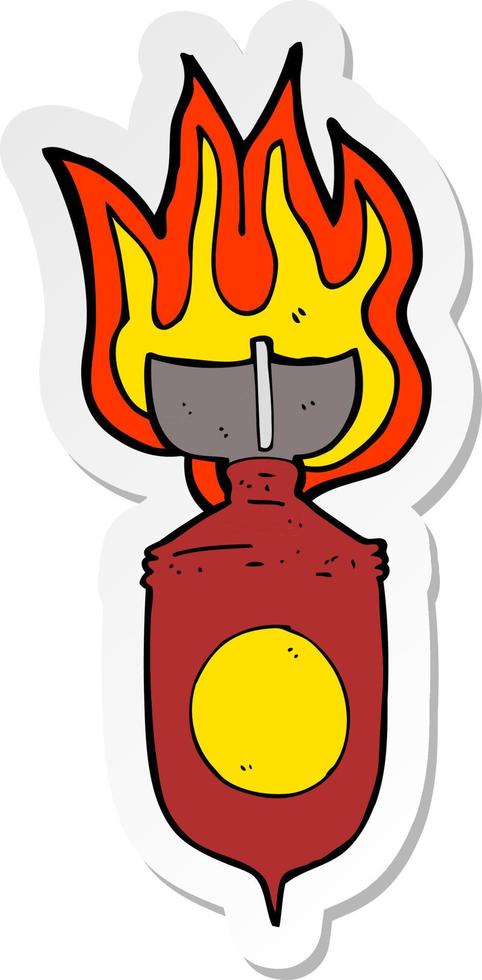 sticker of a cartoon burning bomb vector