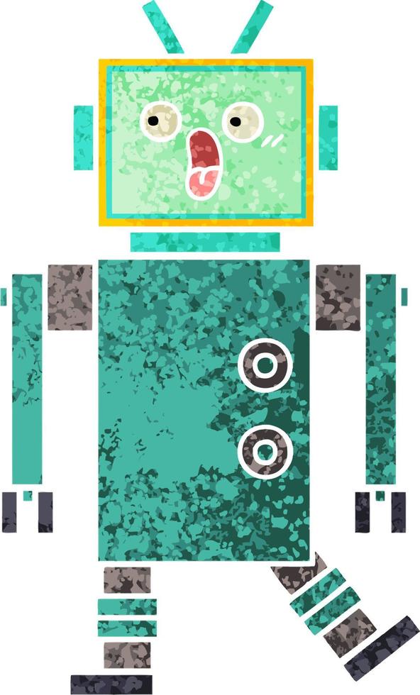 retro illustration style cartoon robot vector