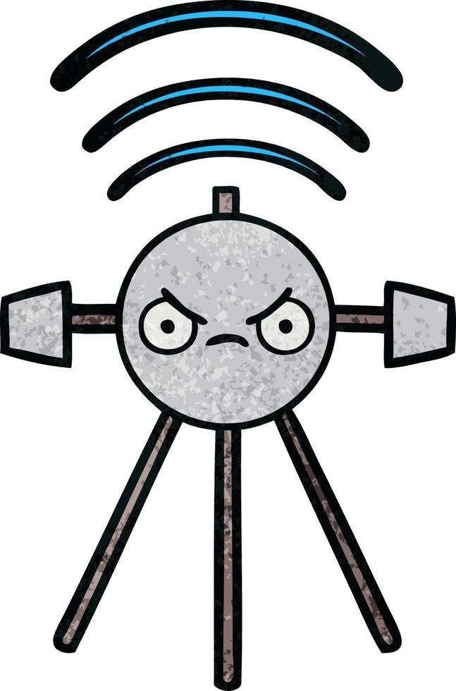 retro grunge texture cartoon satellite vector