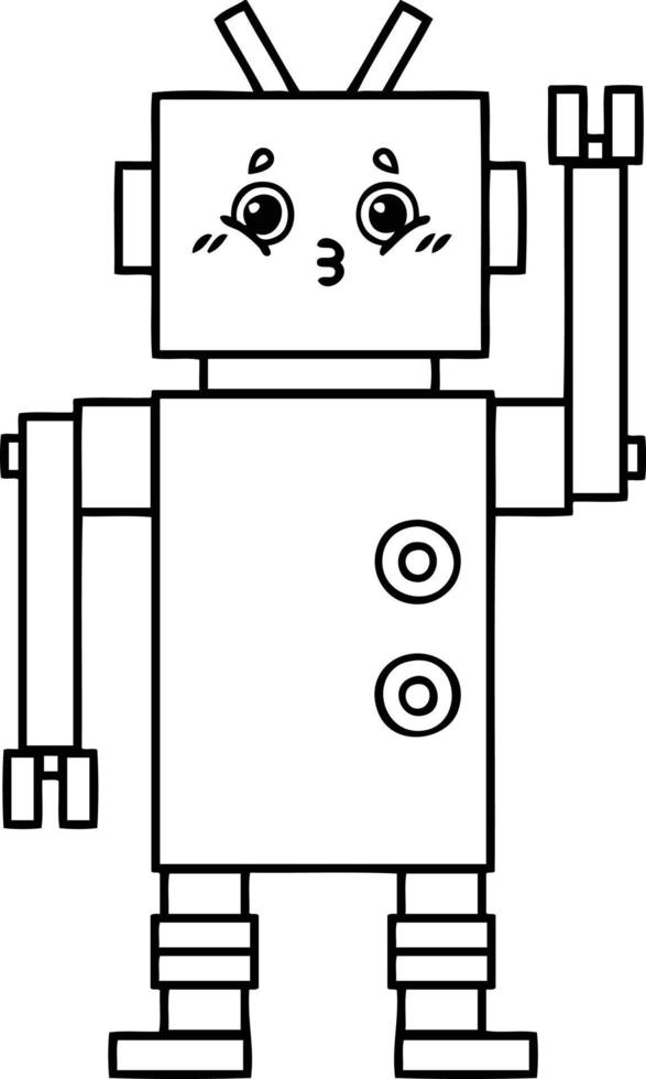 line drawing cartoon robot vector