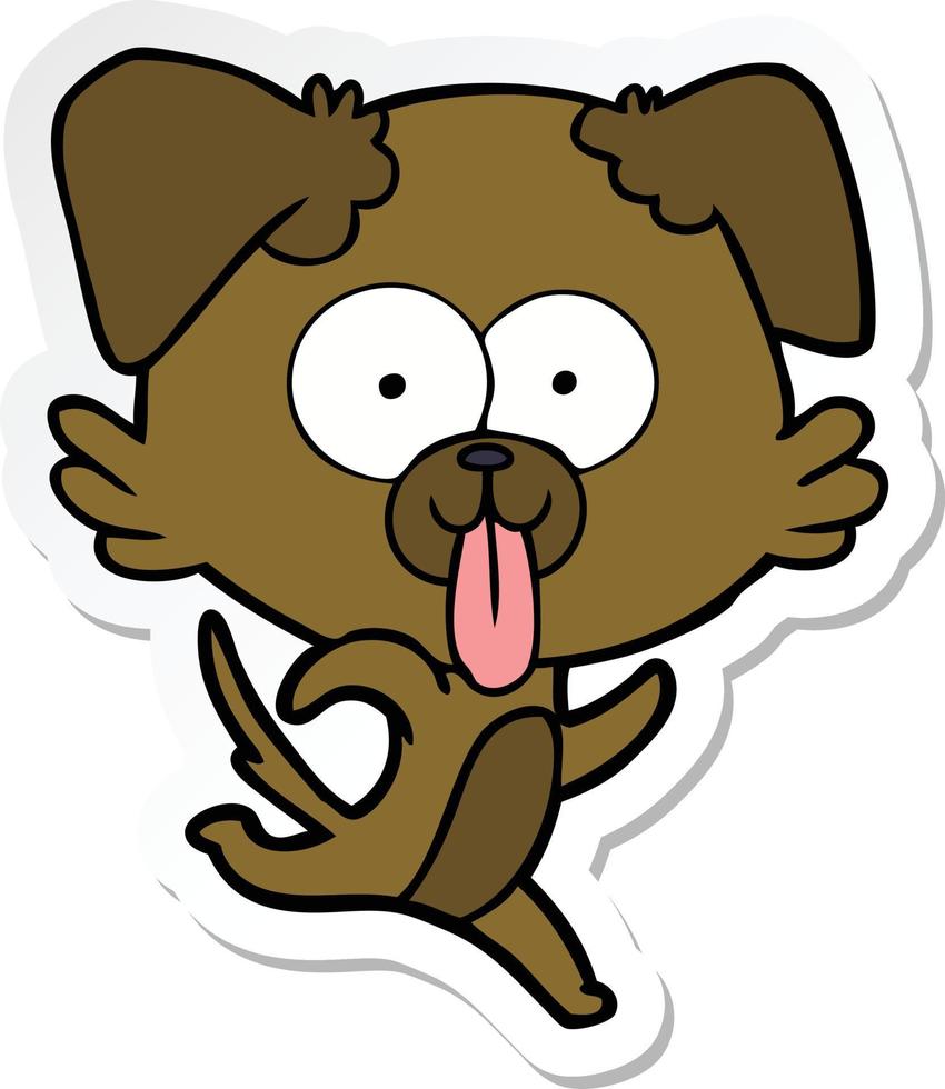 sticker of a cartoon dog with tongue sticking out vector