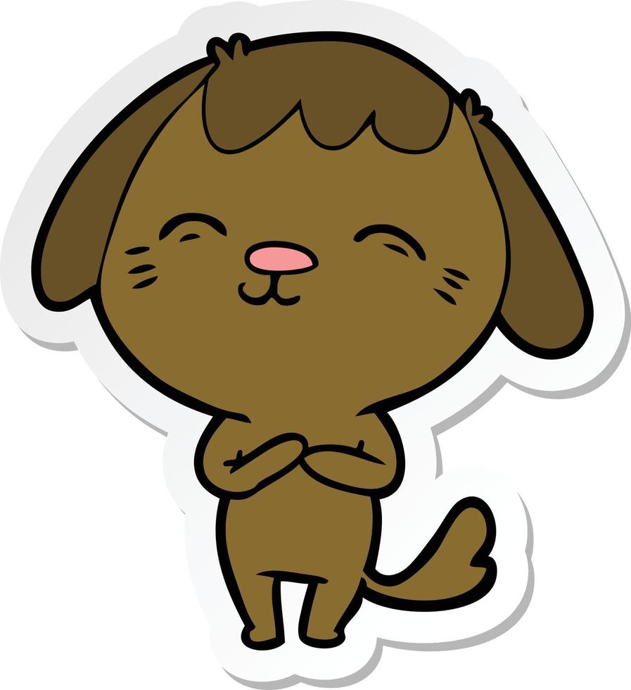 sticker of a happy cartoon dog vector