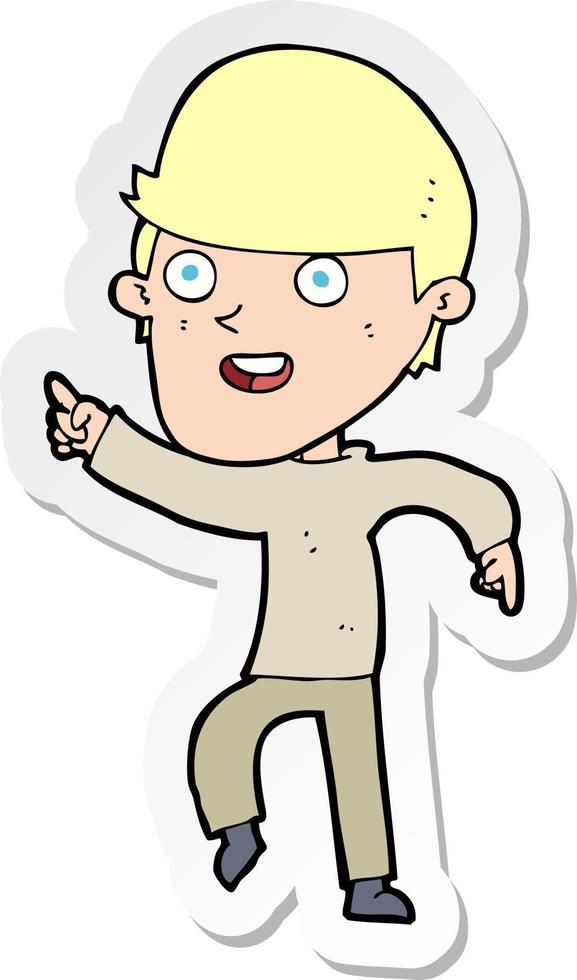 sticker of a cartoon happy man vector