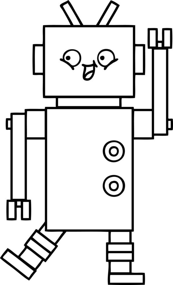 line drawing cartoon robot vector