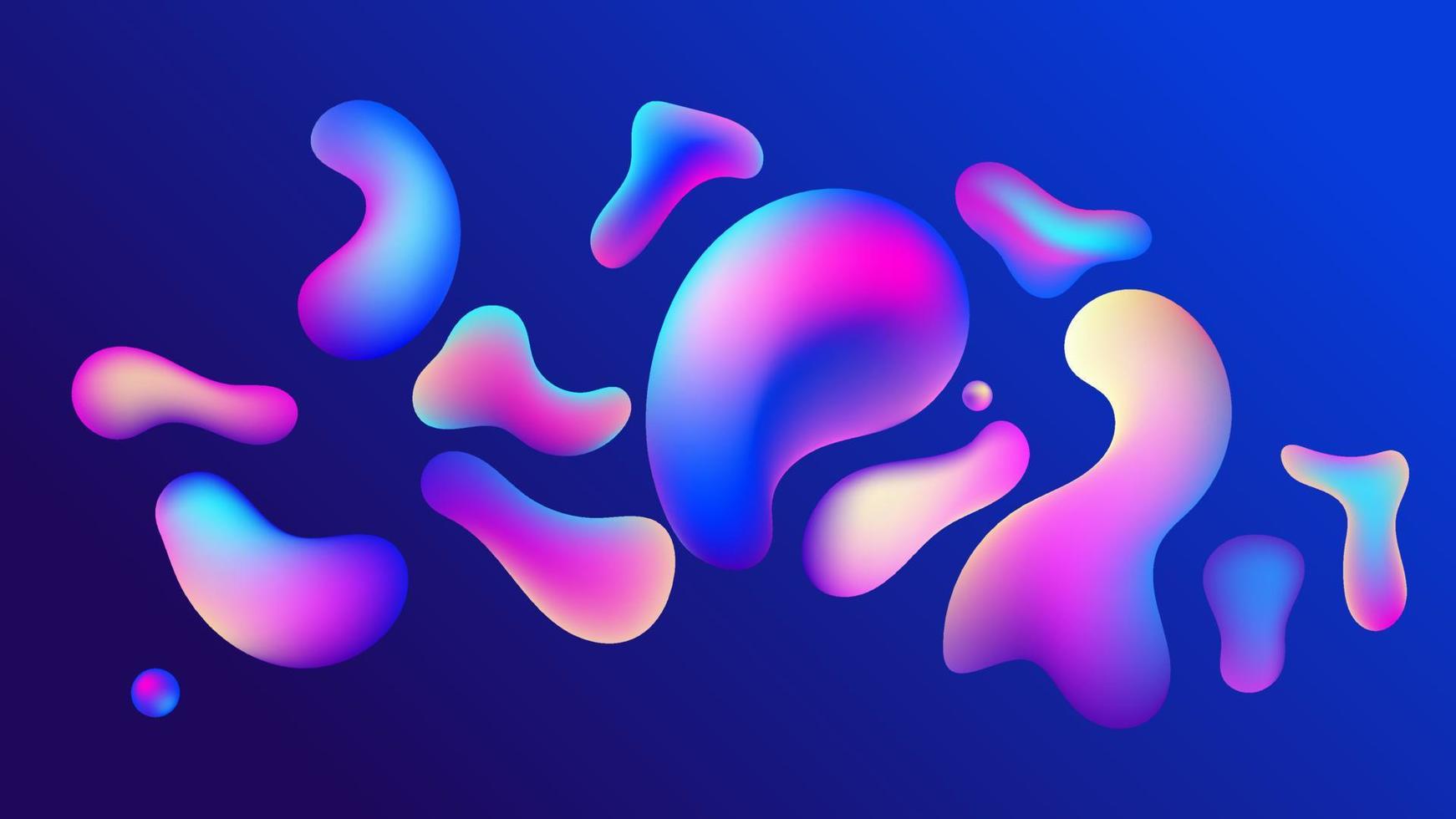 Liquid flow purple, blue 3D neon lava lamp vector geometric background for banner, card, UI design or wallpaper. Gradient mesh bubble in the shape of a wave drop. Fluid colorful abstract shapes.