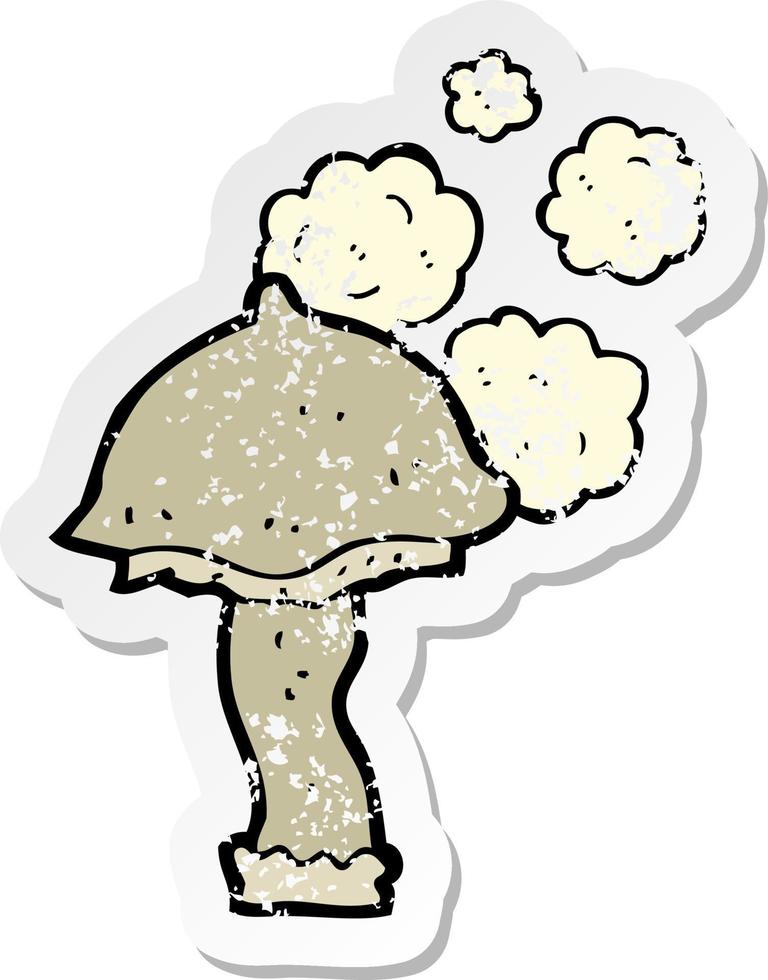 retro distressed sticker of a cartoon mushroom vector