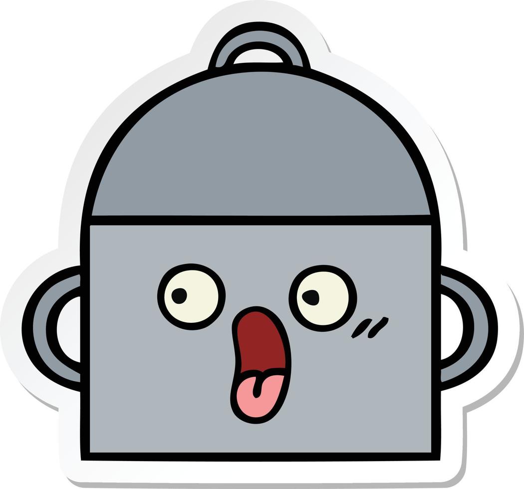 sticker of a cute cartoon cooking pot vector