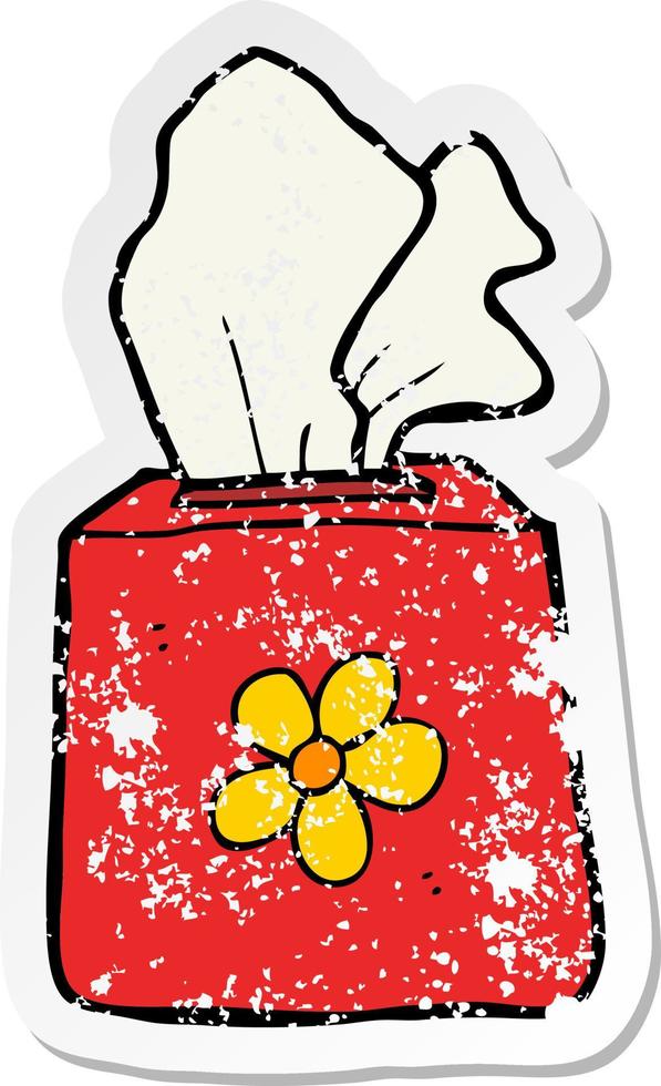 distressed sticker of a cartoon tissue box vector