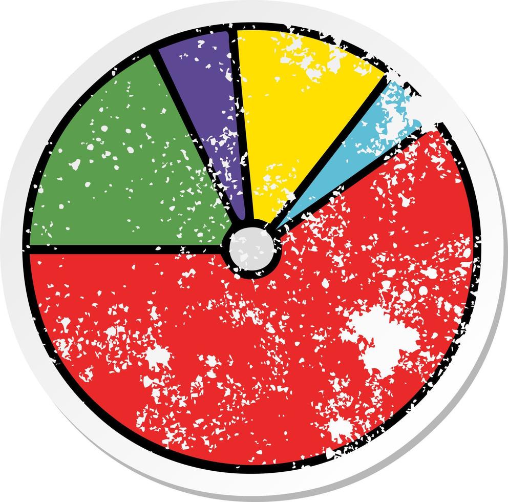 distressed sticker of a cute cartoon pie chart vector