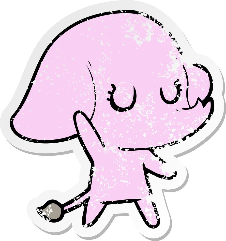 distressed sticker of a cute cartoon elephant vector