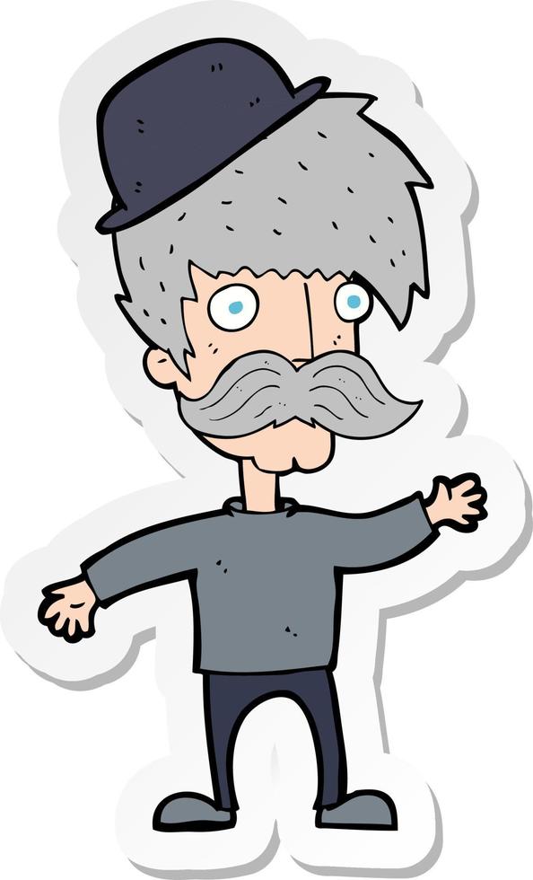 sticker of a cartoon man wearing bowler hat vector