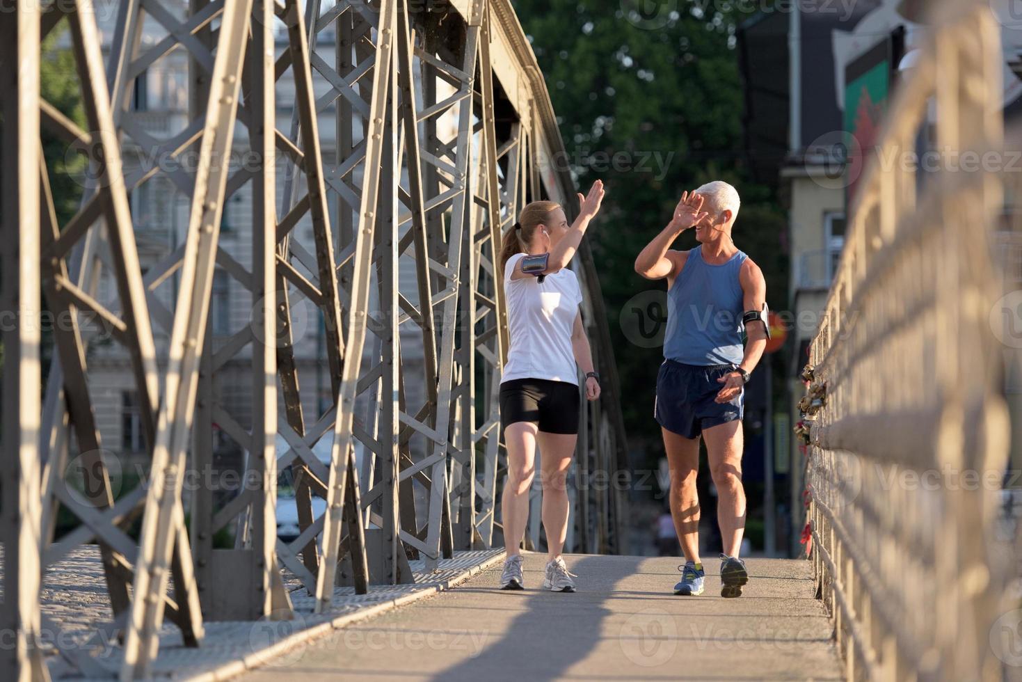 couple congratulate and happy to finish photo