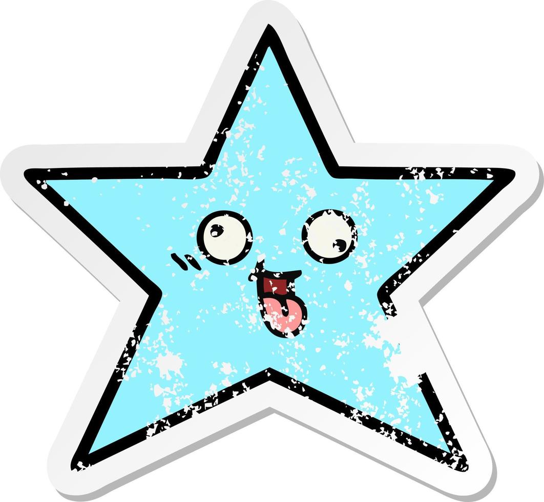 distressed sticker of a cute cartoon star fish vector