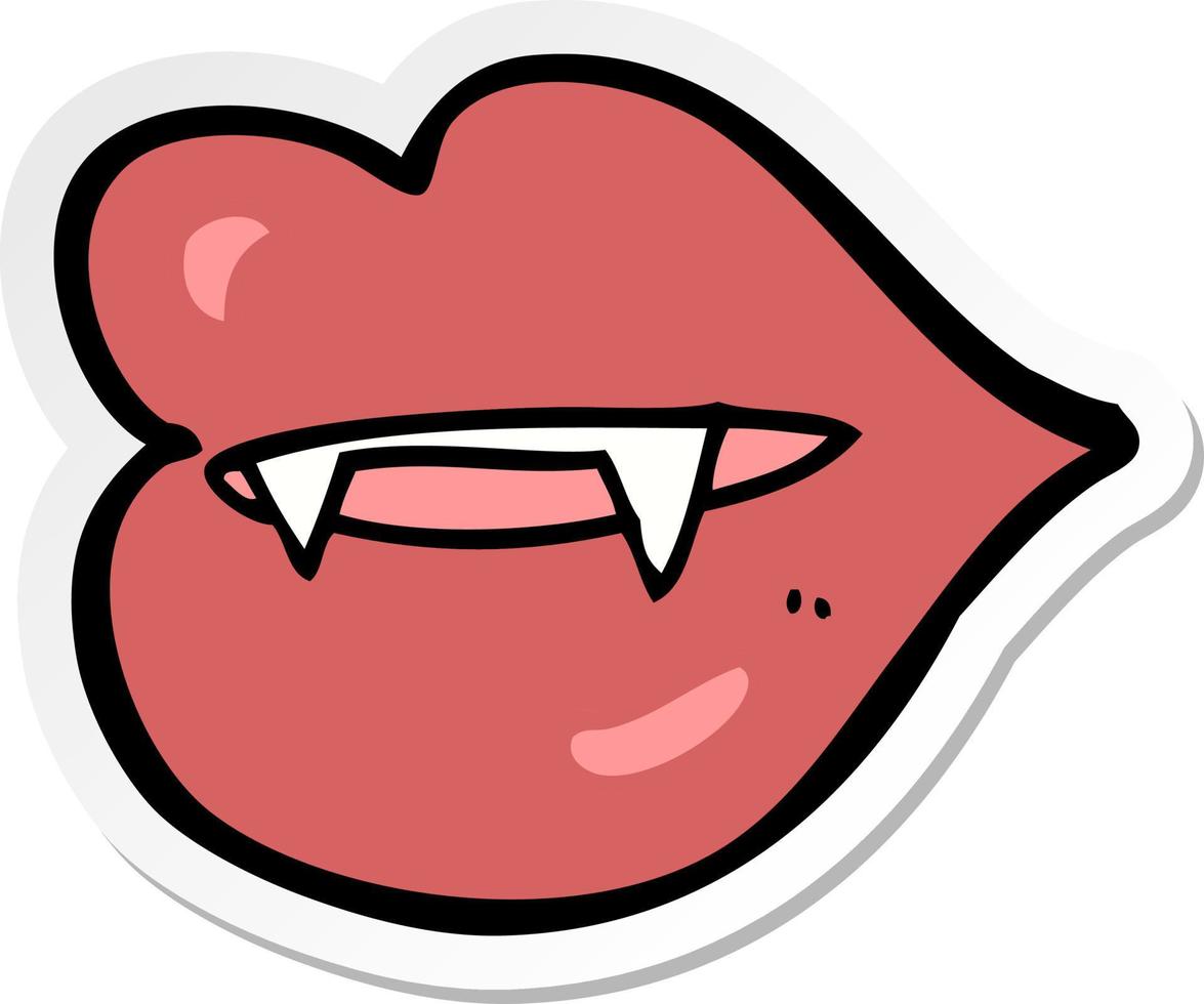 sticker of a cartoon vampire fangs vector