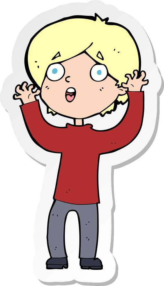 sticker of a cartoon frightened man vector