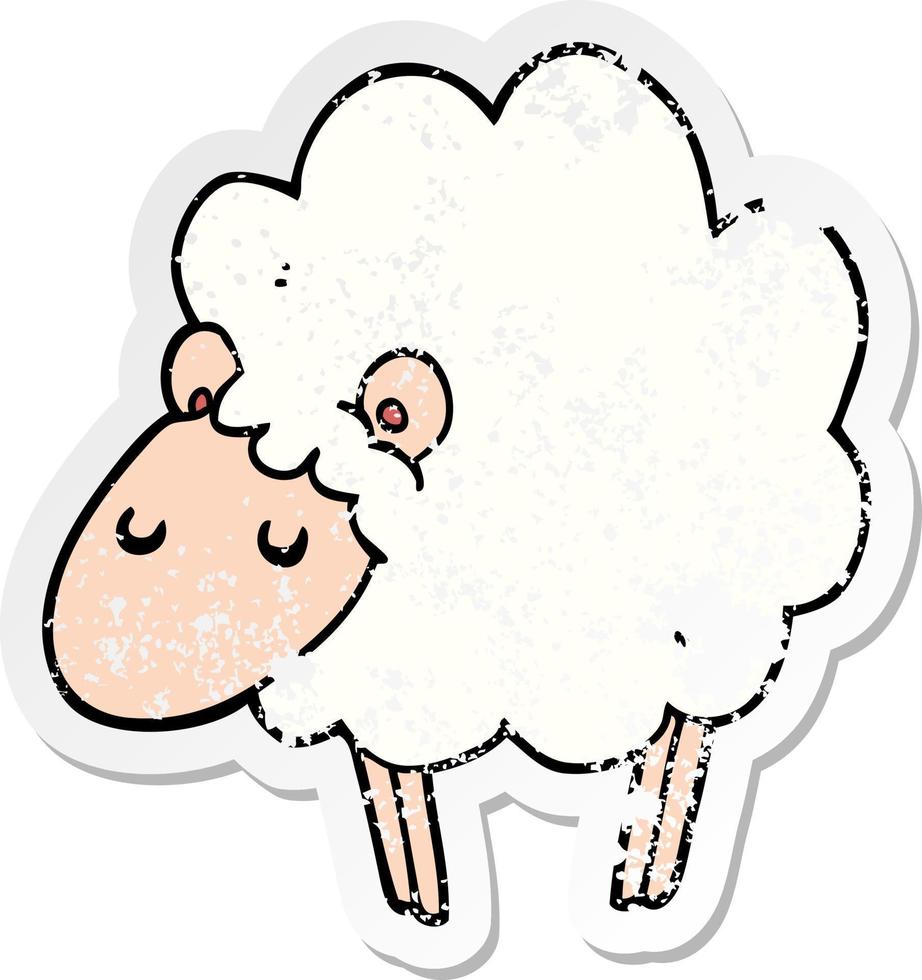 pegatina angustiada de una oveja de dibujos animados vector
