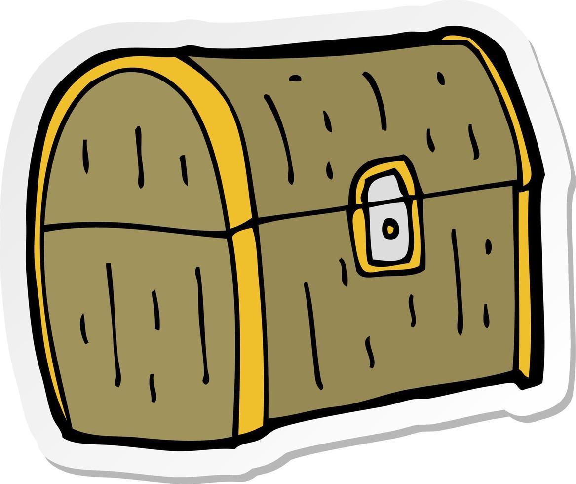 sticker of a cartoon treasure chest vector