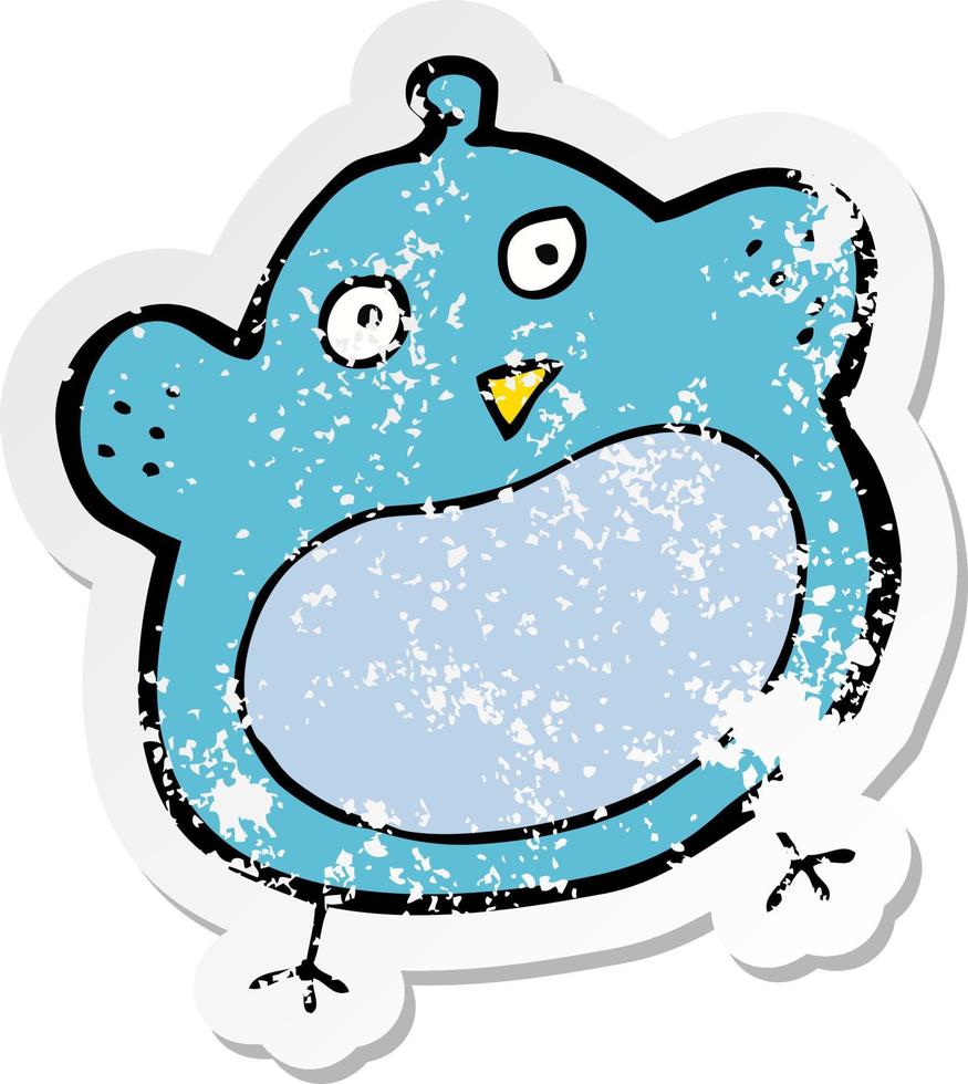 retro distressed sticker of a cartoon fat bird vector