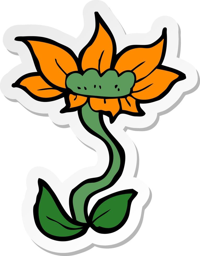 sticker of a cartoon flower vector