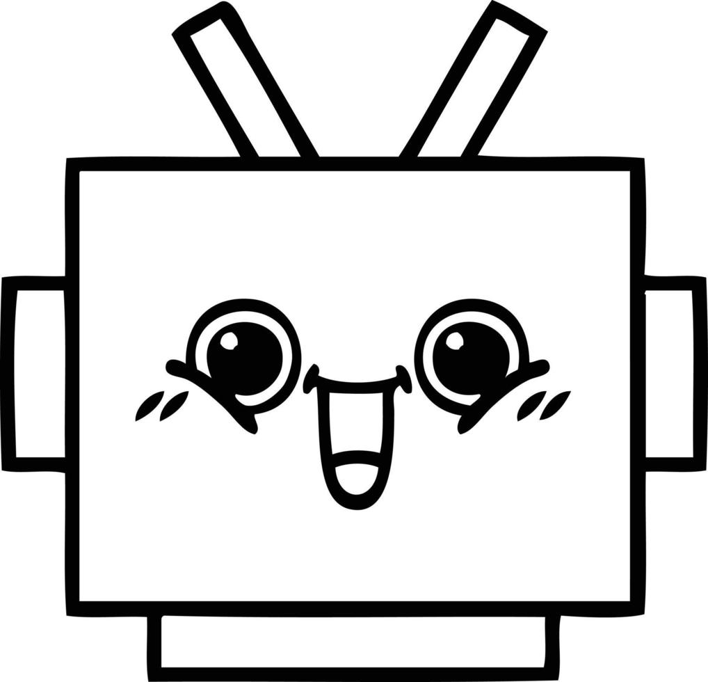 line drawing cartoon robot head vector