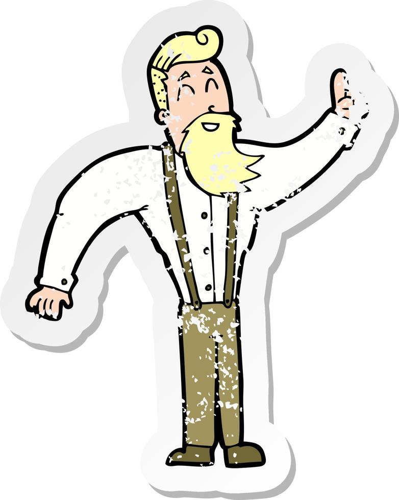 retro distressed sticker of a cartoon hipster vector