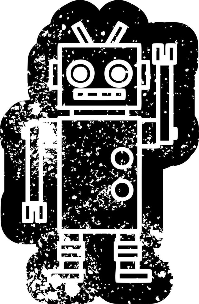 dancing robot distressed icon vector