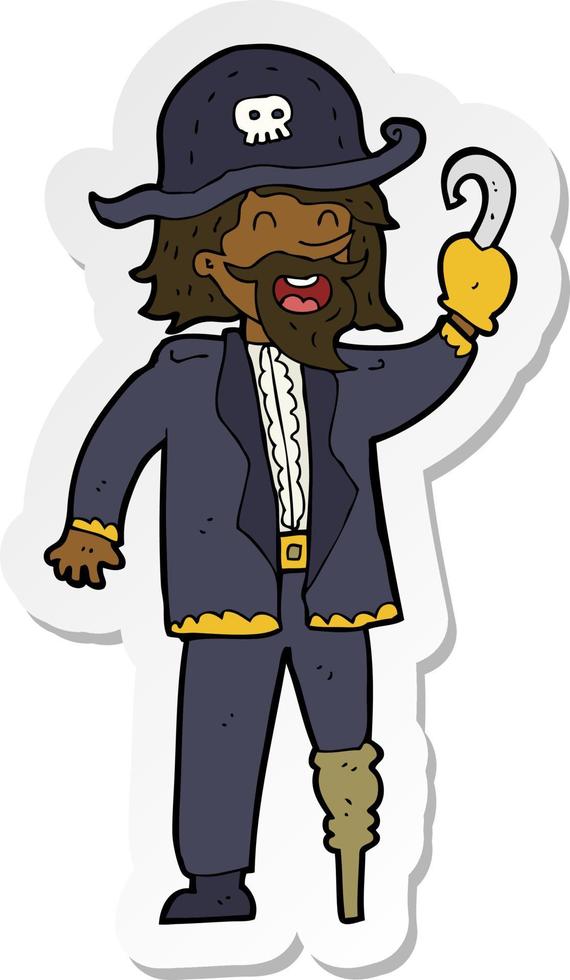 sticker of a cartoon pirate captain vector