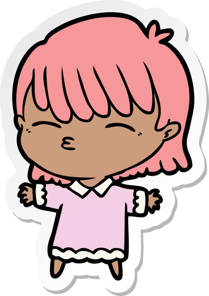 sticker of a cartoon woman vector