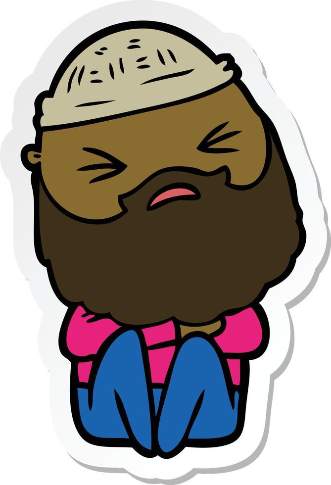 sticker of a cartoon man with beard vector