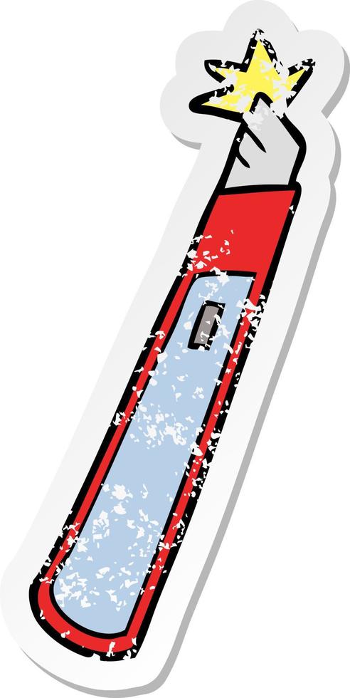 distressed sticker of a cartoon craft knife vector