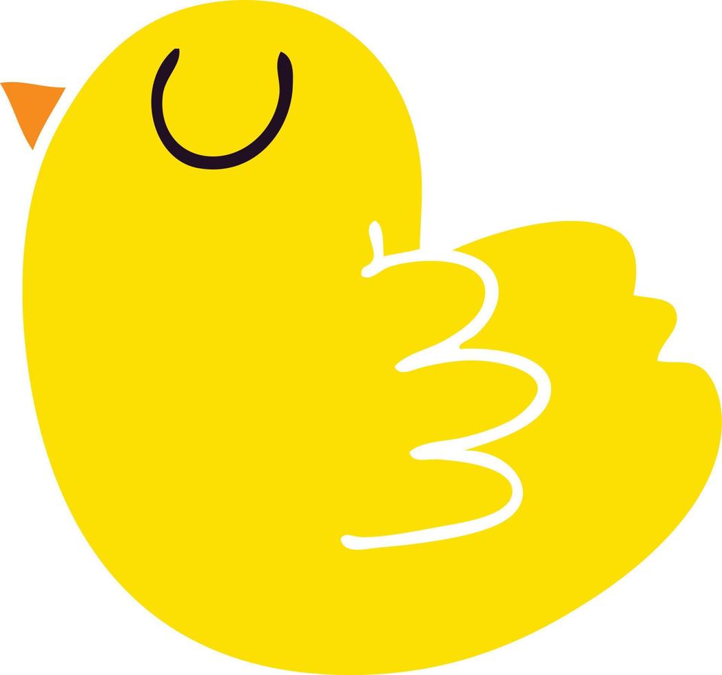 quirky hand drawn cartoon yellow bird vector