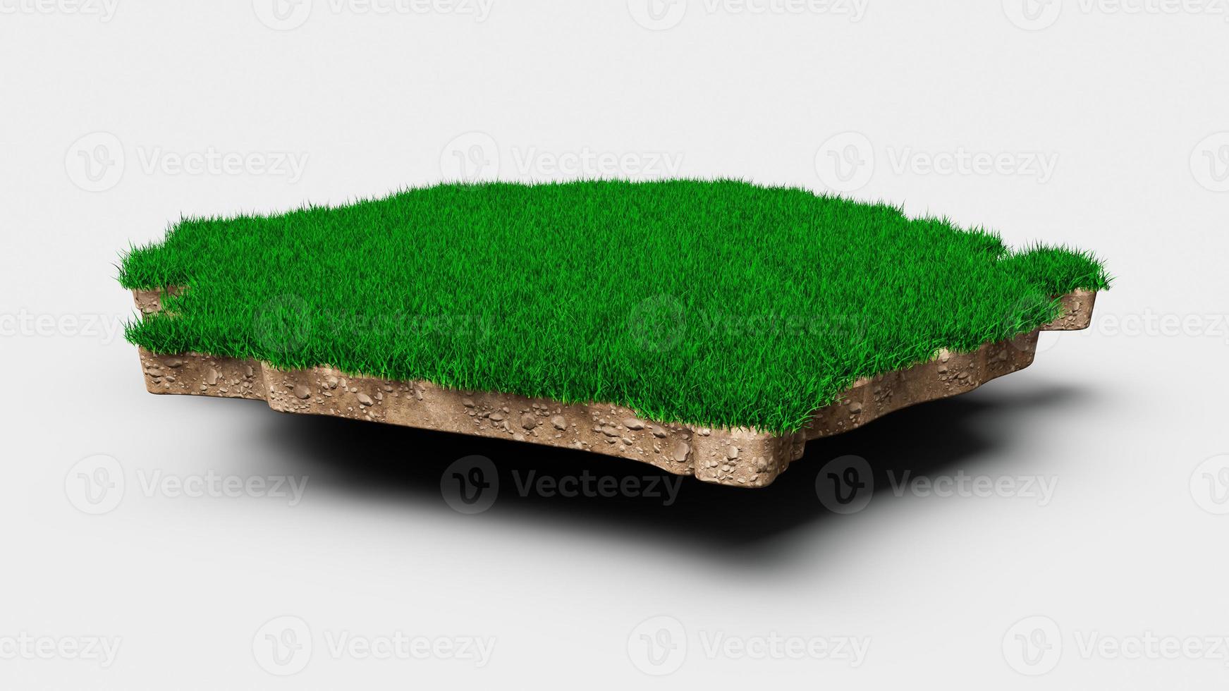 Sierra Leone map soil land geology cross section with green grass and Rock ground texture 3d illustration photo