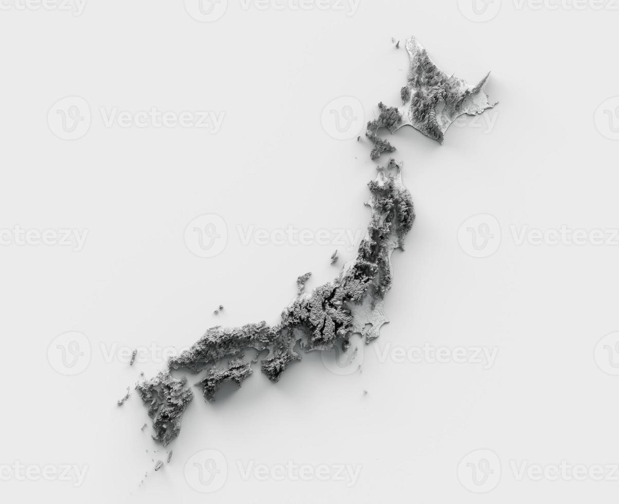 japón mapa bandera sombreado relieve color altura mapa sobre fondo blanco 3d ilustración foto