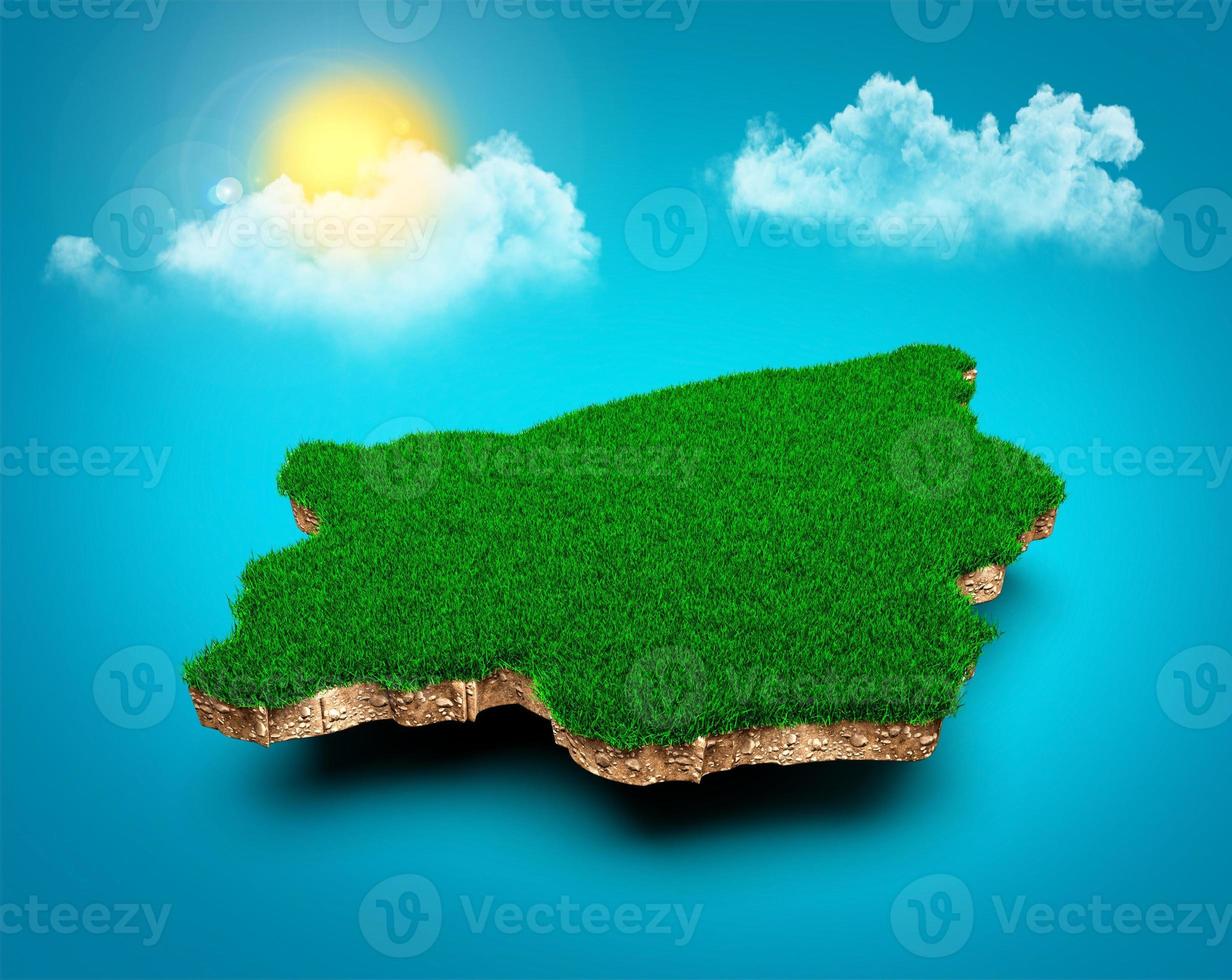 San Marino Map, Realistic 3D Map of Clouds Tree sun rays on bright blue Sky 3d illustration photo