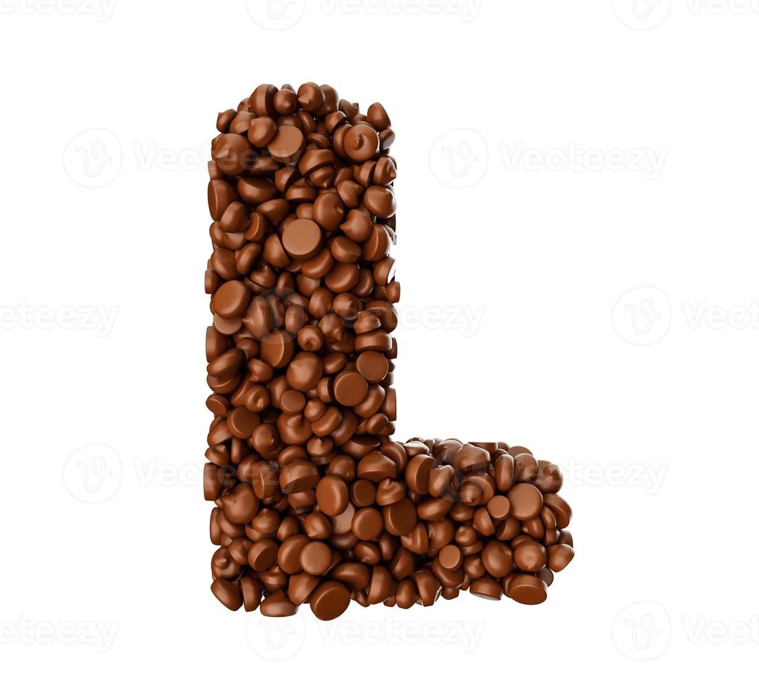 Alphabet L made of chocolate Chips Chocolate Pieces Alphabet Letter L 3d illustration photo