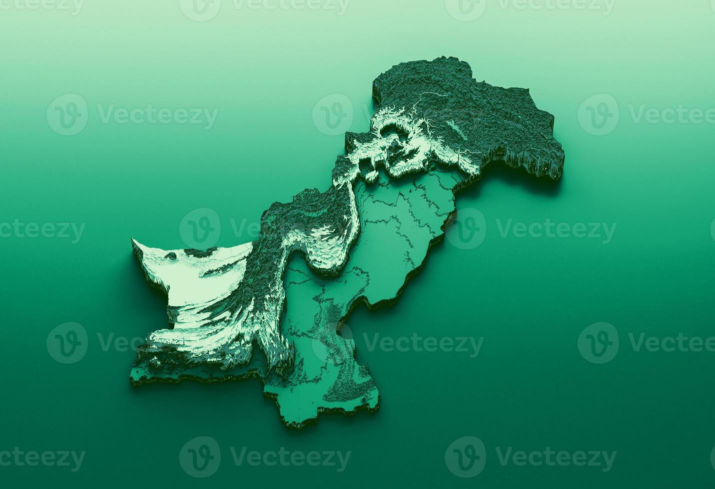 Green Map of Pakistan independence day 3d illustration real Map of Pakistan photo