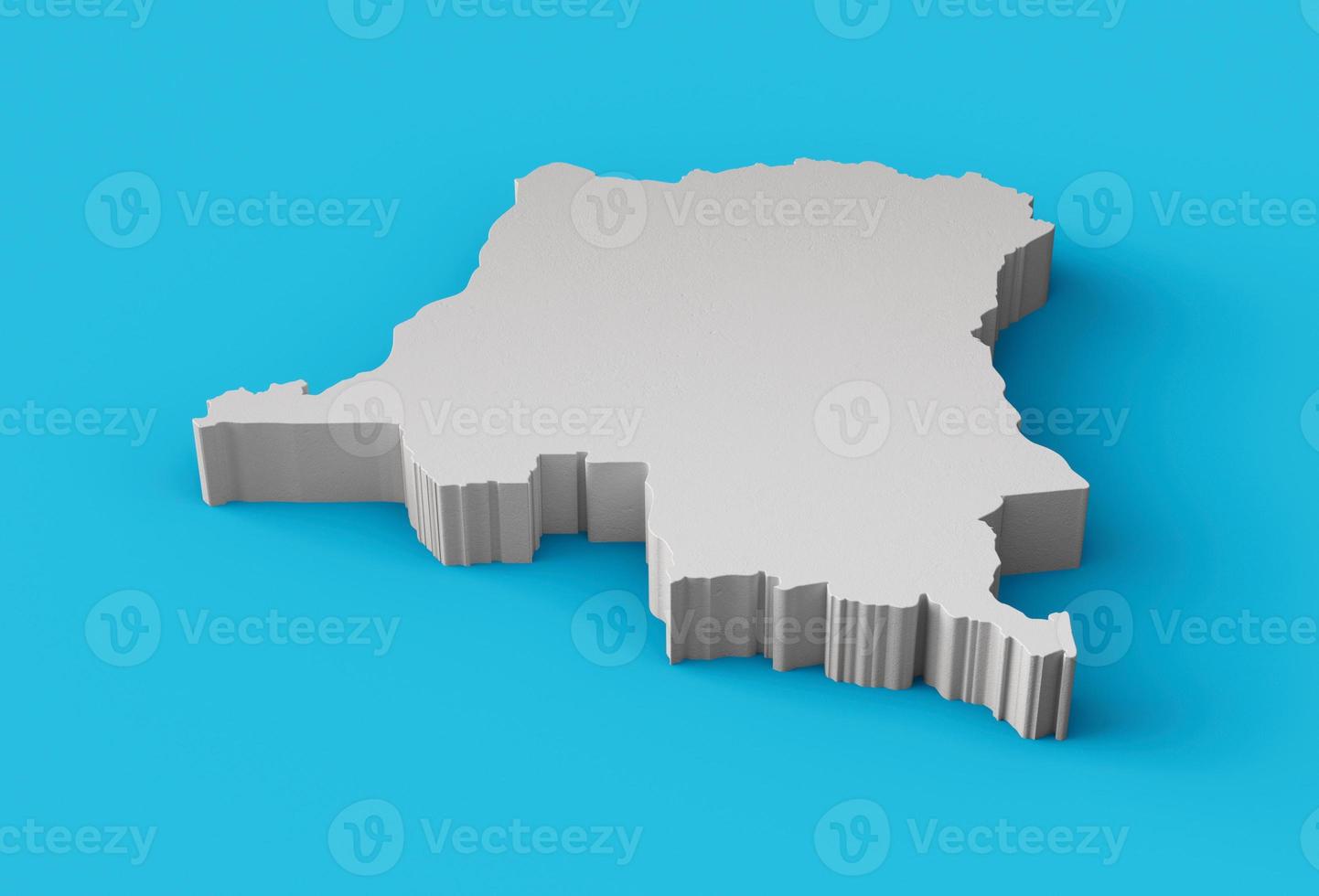 Congo 3D map Geography Cartography and topology Sea Blue surface 3D illustration photo