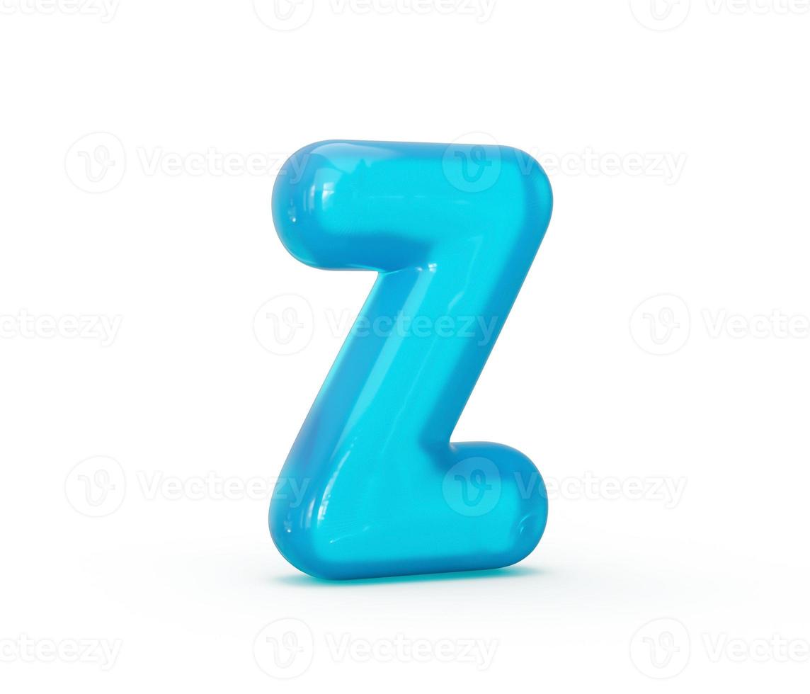 Aqua Blue jelly Z letter isolated on white background - 3d illustration photo