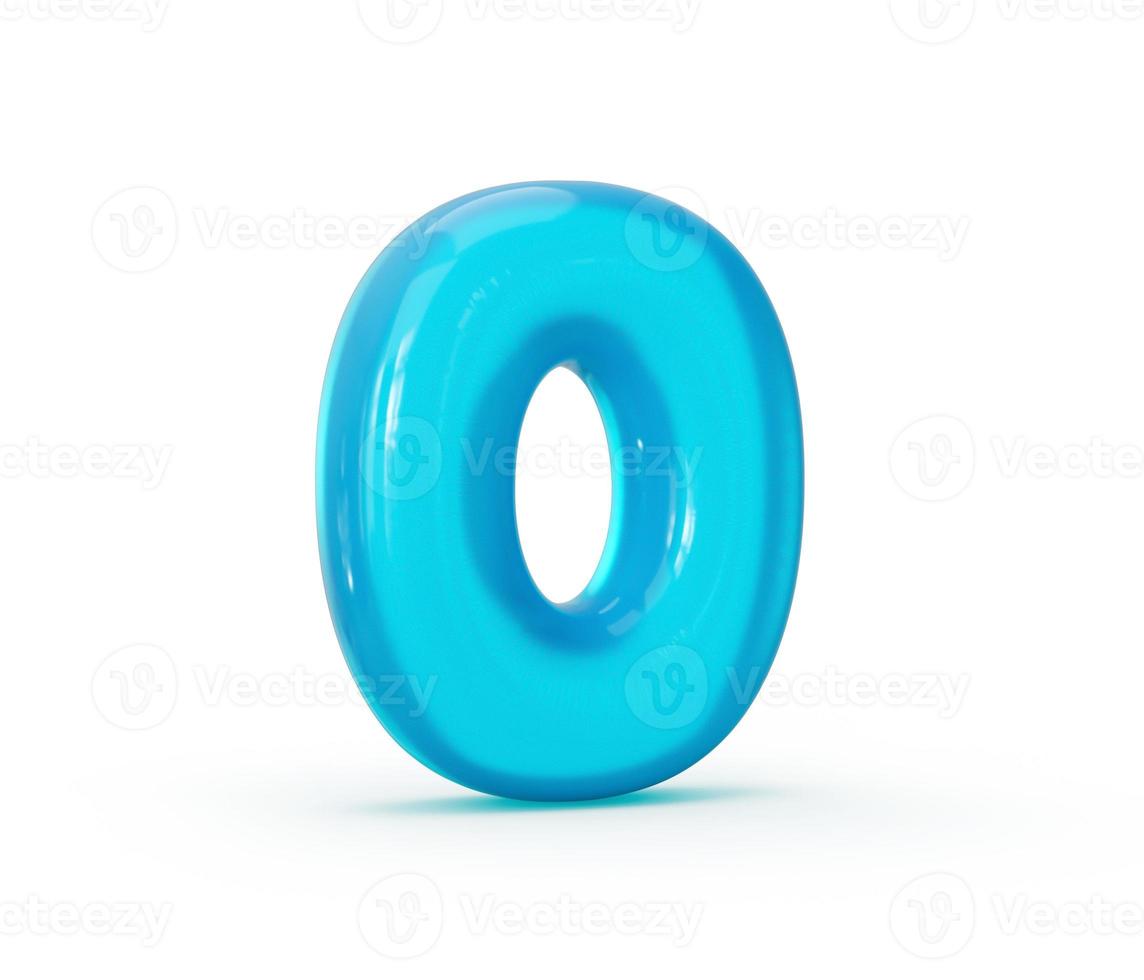 Aqua Blue jelly O letter isolated on white background - 3d illustration photo