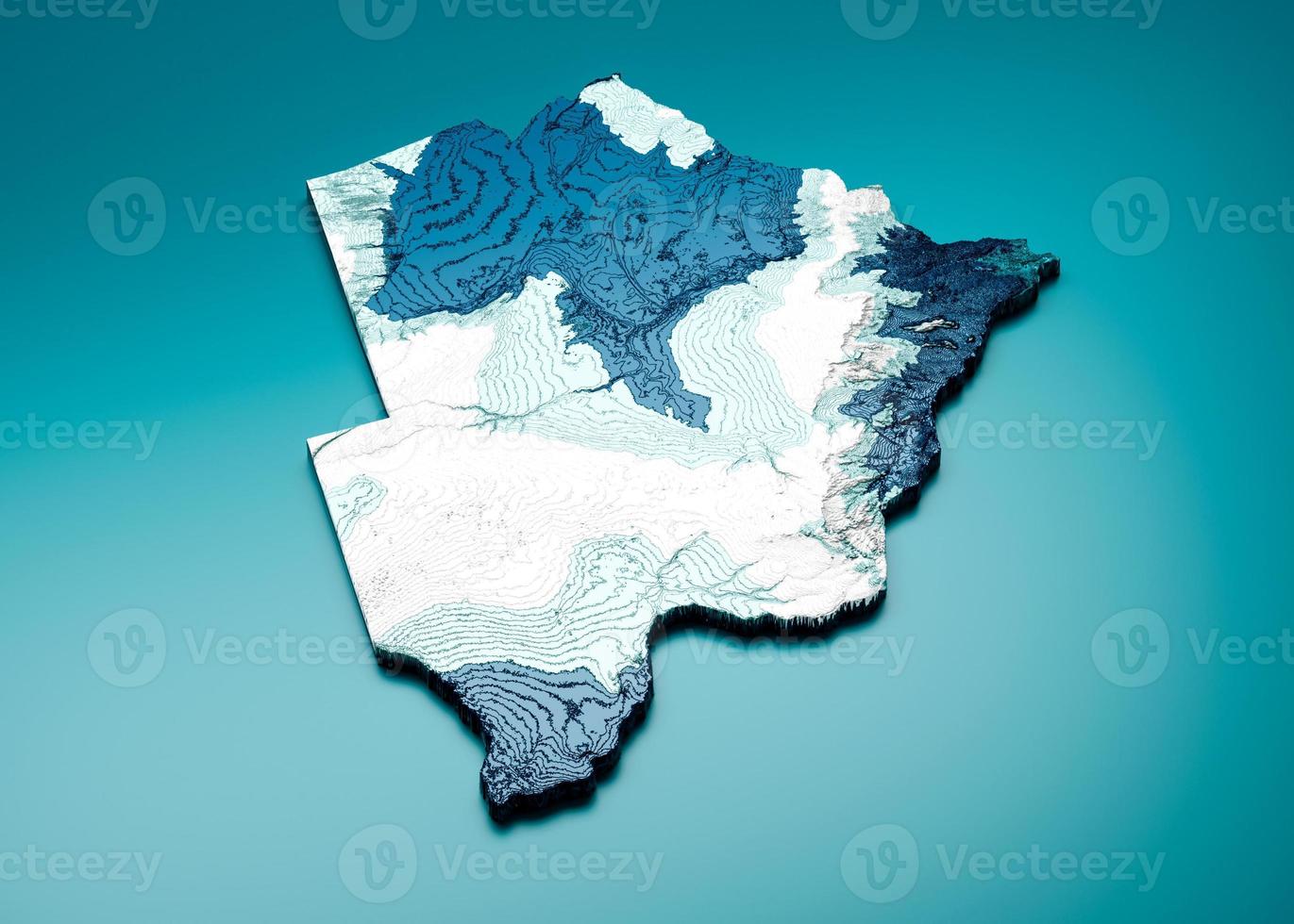 Topographic Botswana Map Hypsometric Elevation tint Spectral Shaded relief map 3d illustration photo