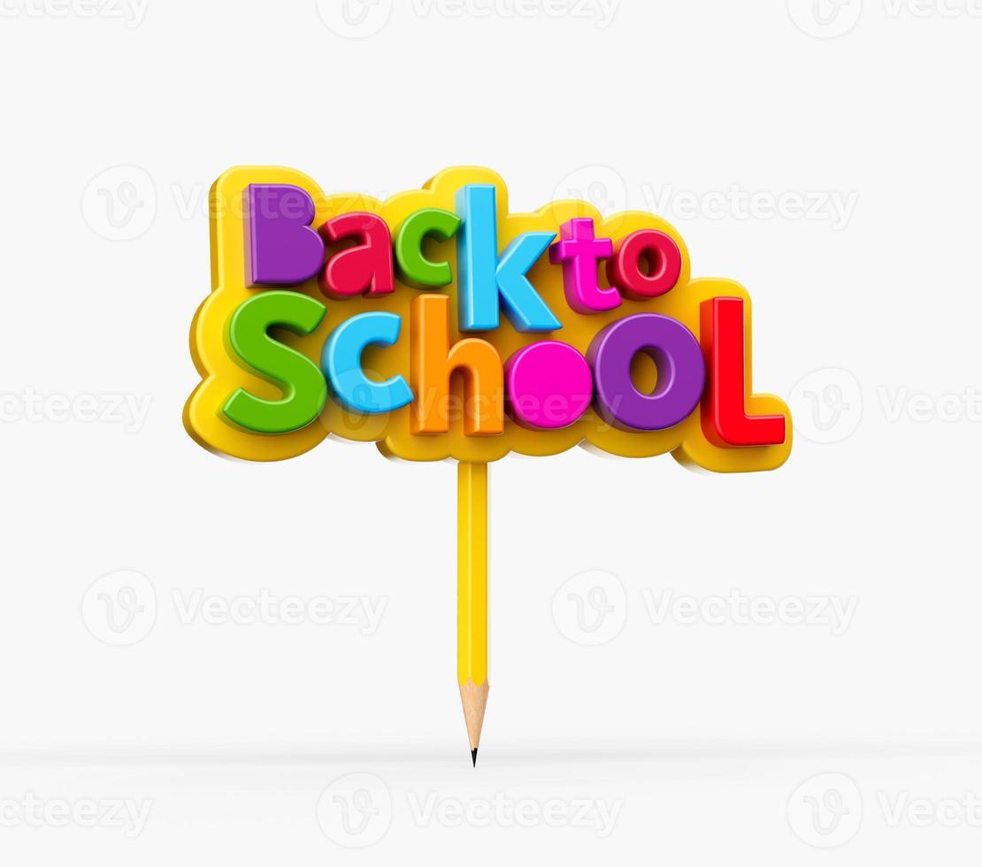 Back to school, Sign board made with pencil 3d illustration photo