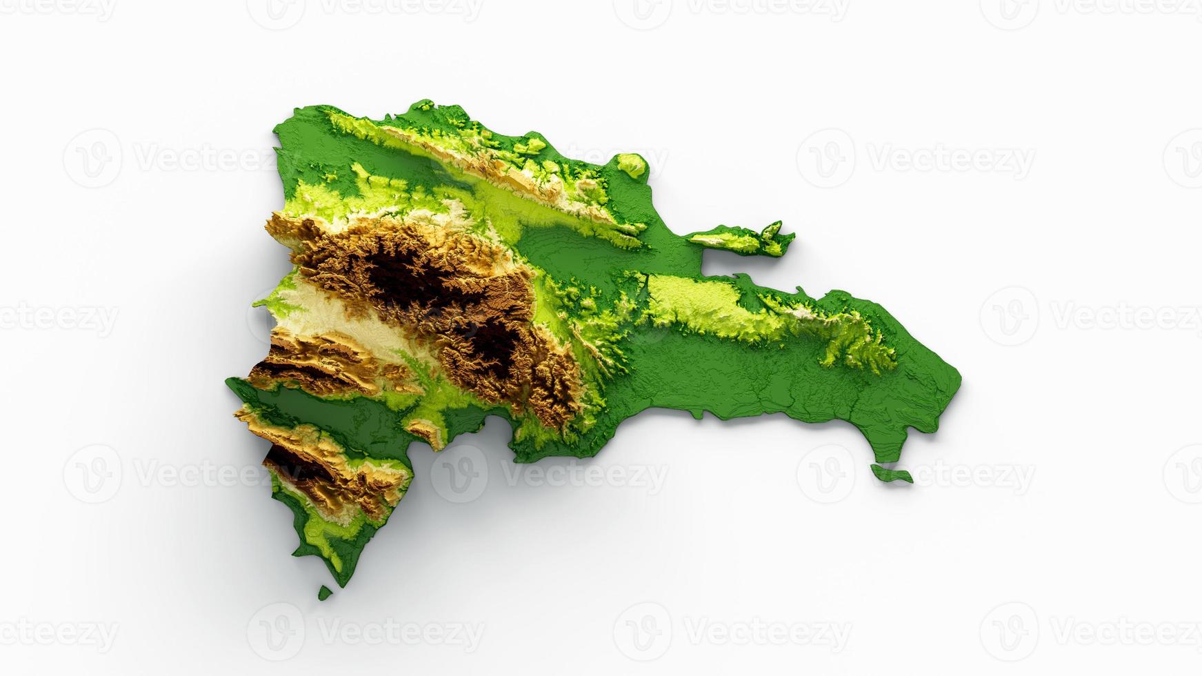 Dominican Republic Map Shaded relief Color Height map on the sea Blue Background 3d illustration photo