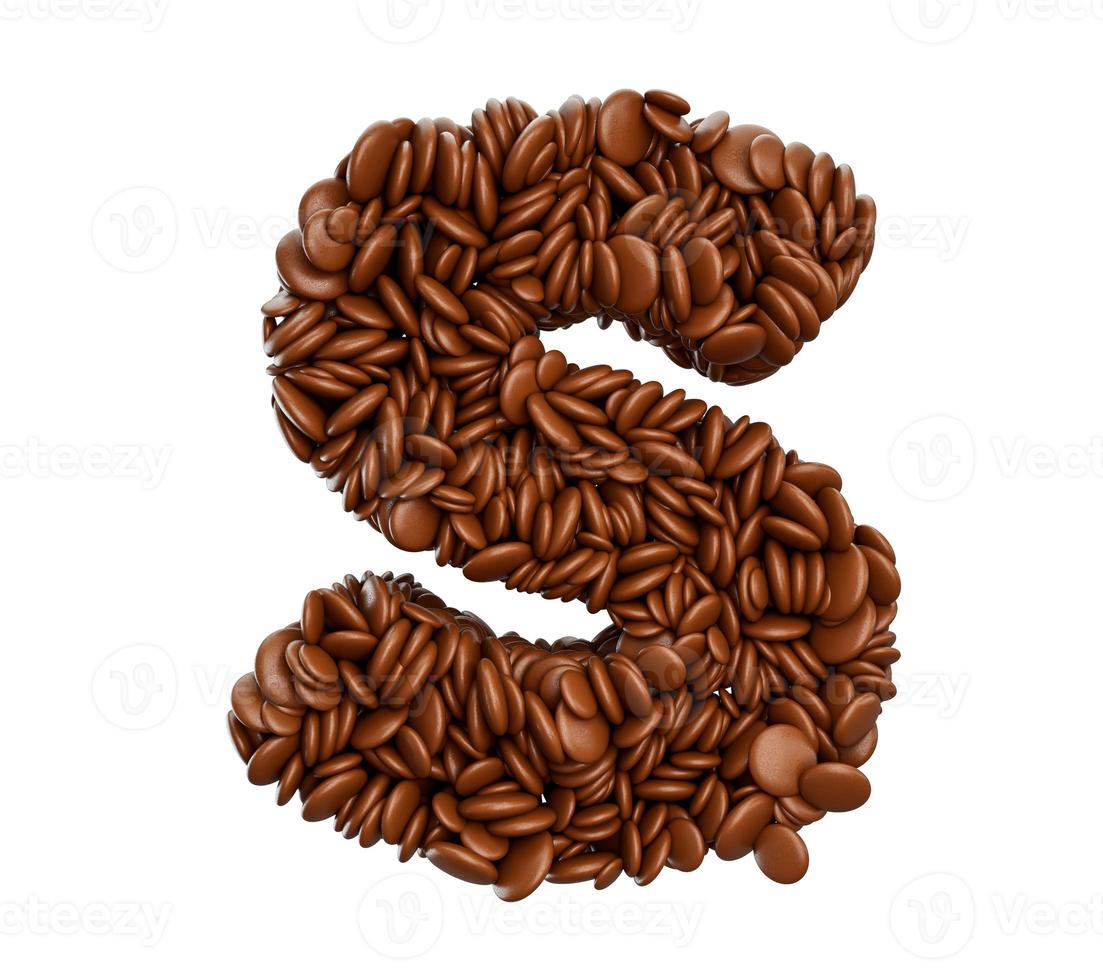 Letter S made of chocolate Coated Beans Chocolate Candies Alphabet Word S 3d illustration photo