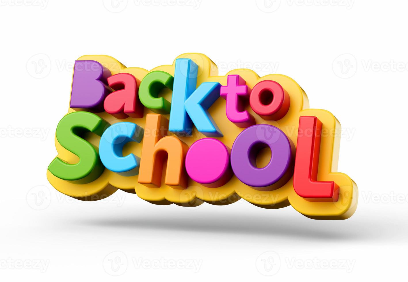 Back to school on white background colorful plastic letters for kids 3d illustration photo