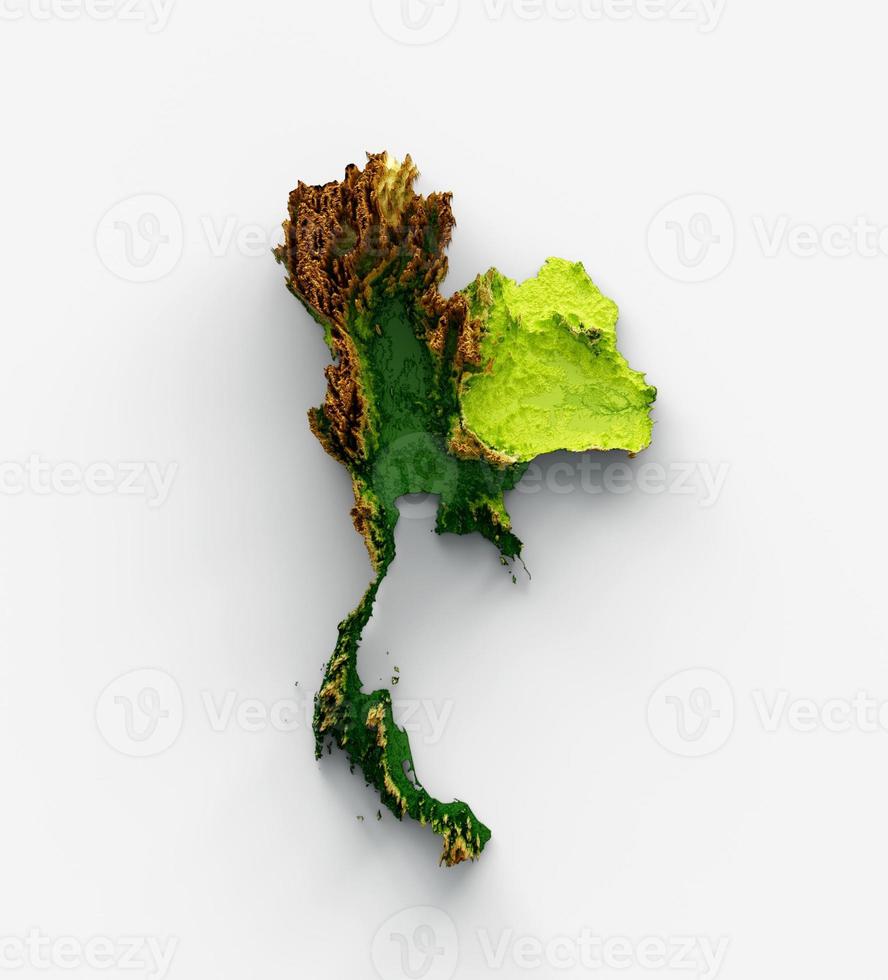 Thailand Map Shaded relief Color Height map on the sea Blue Background 3d illustration photo
