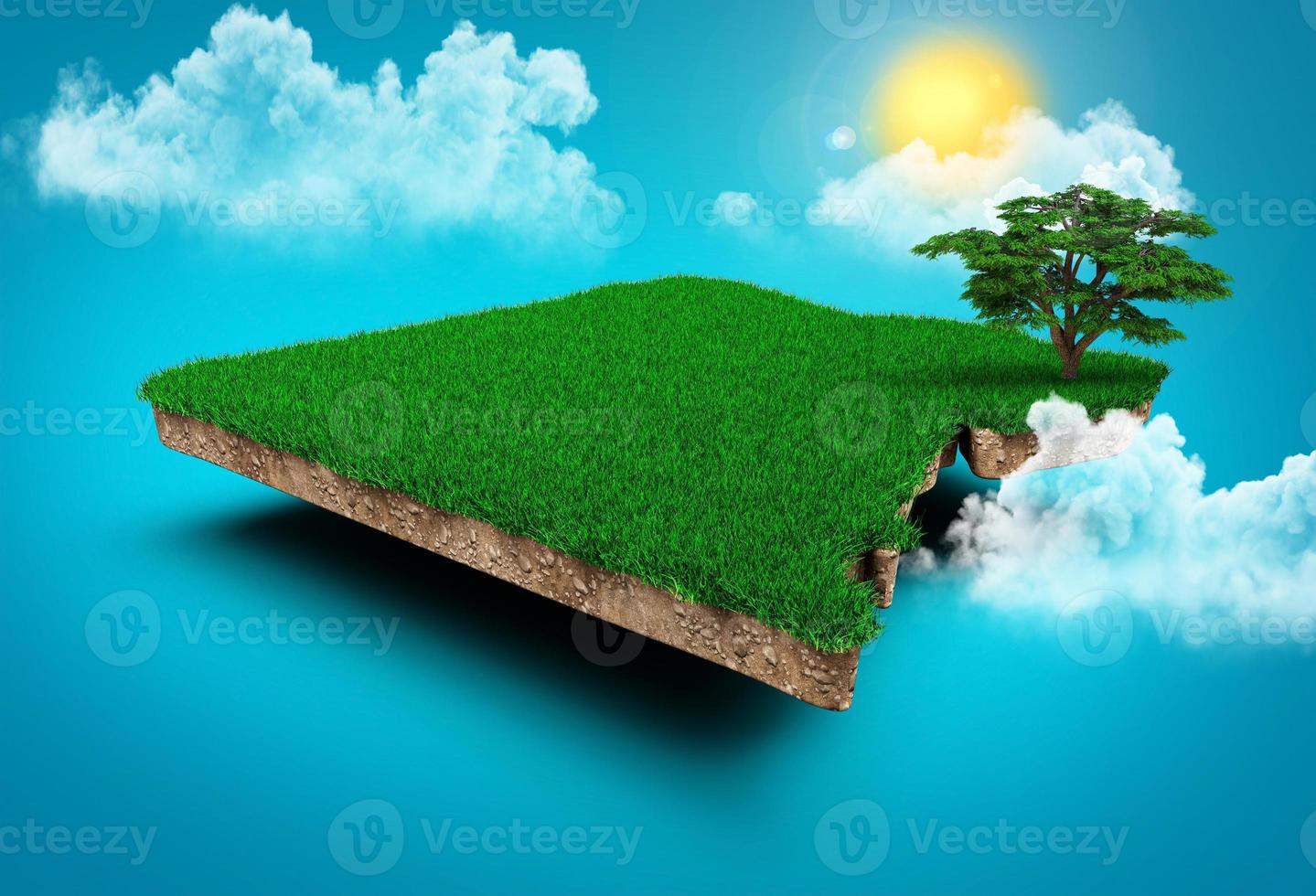 Egypt Map, Realistic 3D Map of Egypt Clouds Tree sun rays on bright blue Sky 3d illustration photo