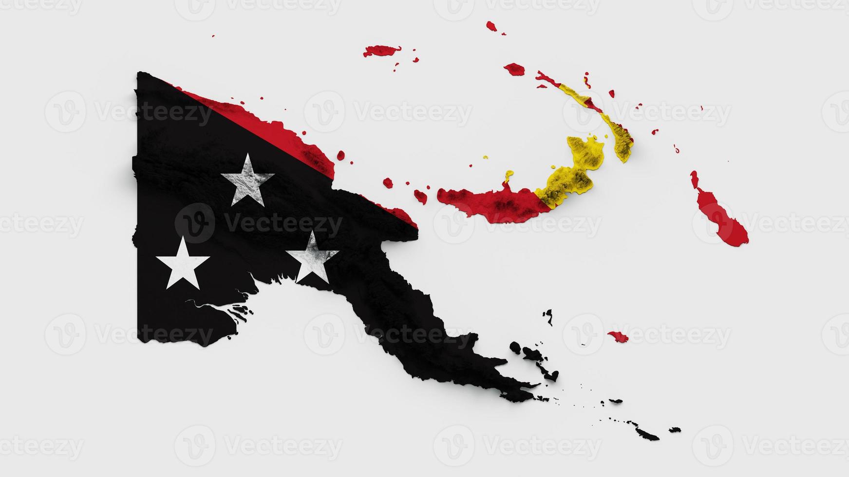 Papua New Guinea Map Flag Shaded relief Color Height map on white Background 3d illustration photo