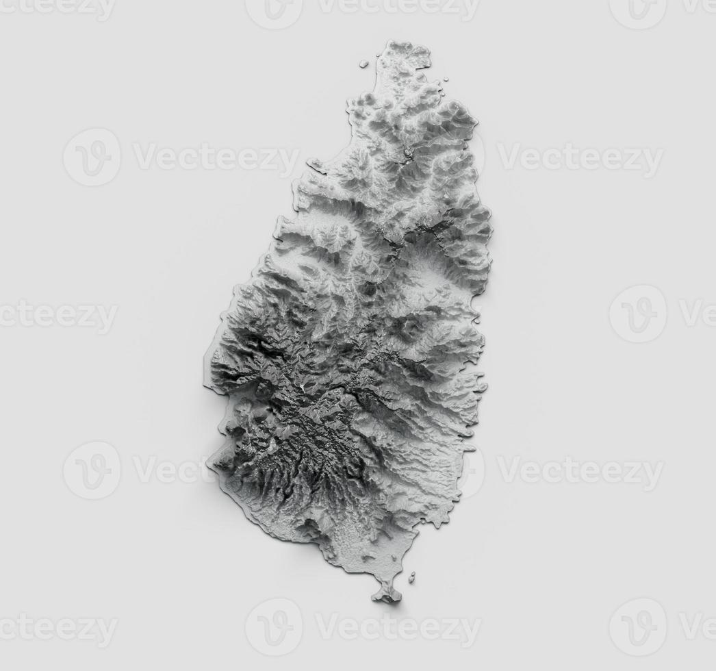 Saint Lucia Map Flag Shaded relief Color Height map on white Background 3d illustration photo