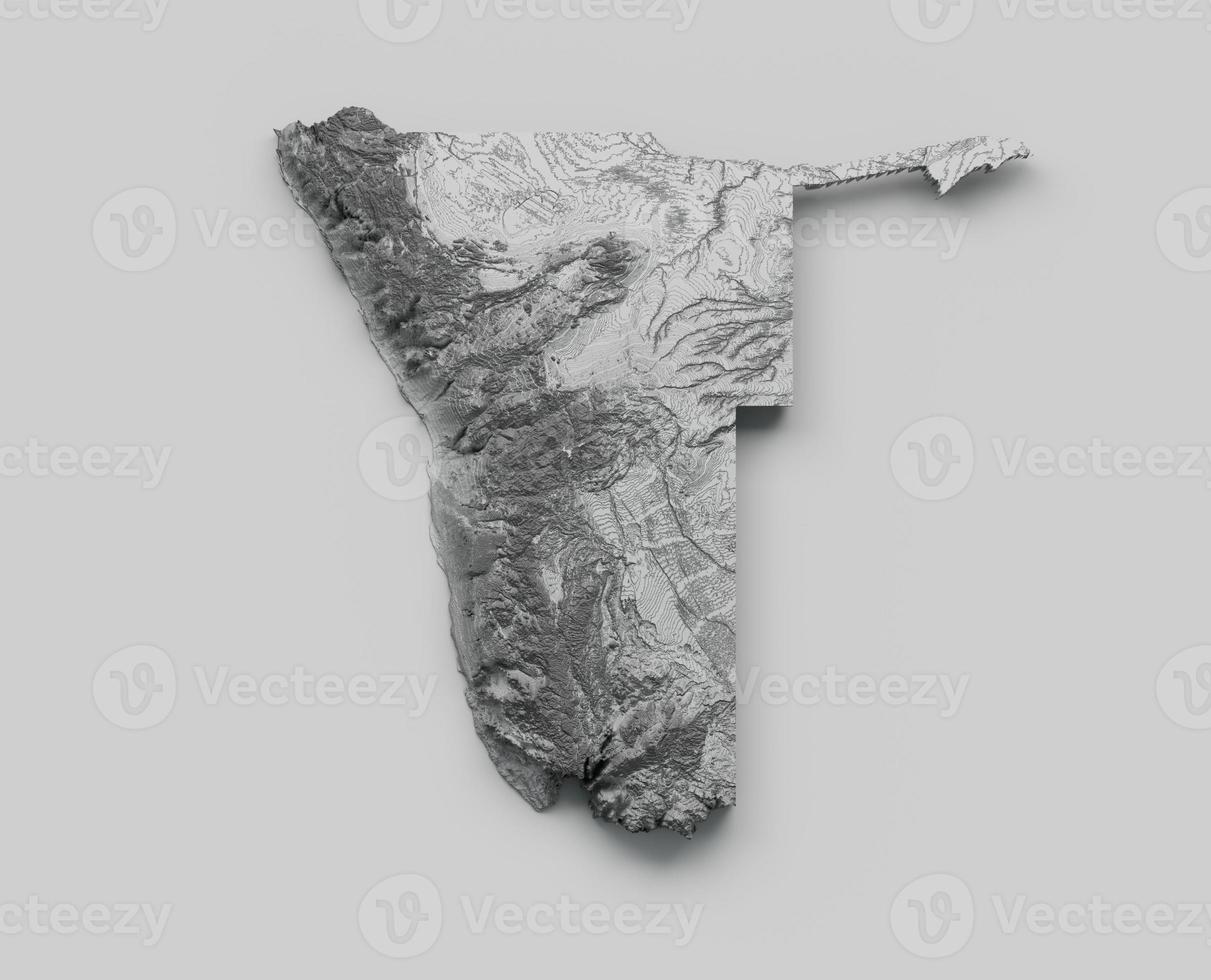 Namibia Map Flag Shaded relief Color Height map on white Background 3d illustration photo