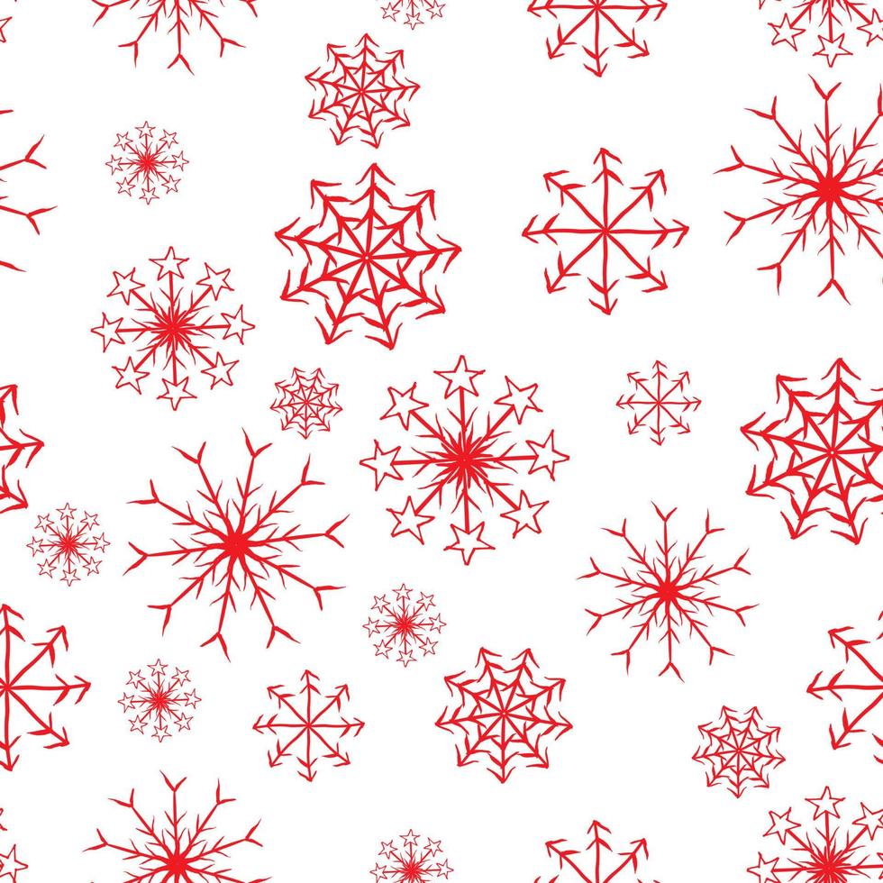 patrón de vector transparente con copos de nieve rojos. imprimir para diseños navideños